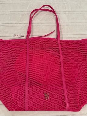 Victoria's Secret Hot Pink Mesh Tote with Bag